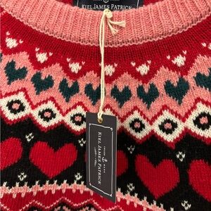 Kiel James Patrick Heart Pattern Sweater in Red and Pink